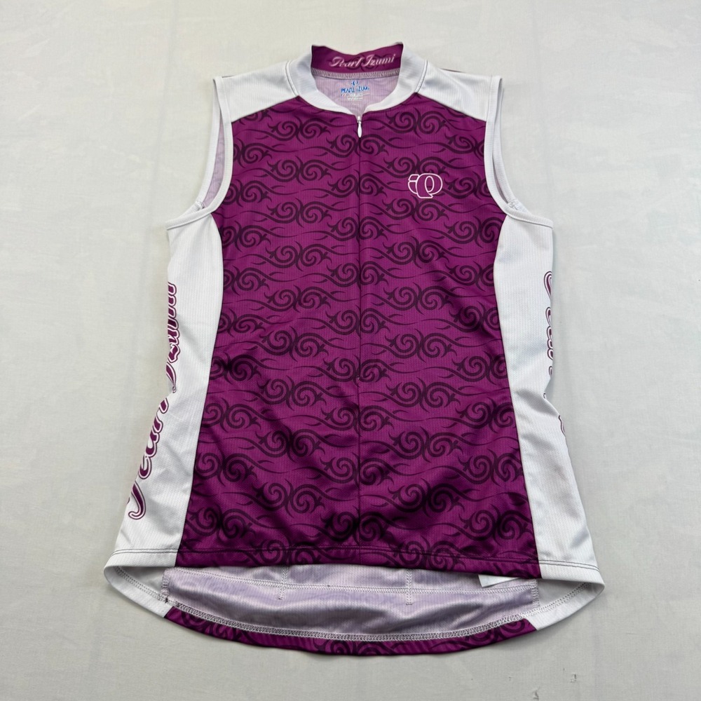 Pearl Izumi Cycling Jersey Womens Small Purple White Swirl Sleeveless Zipper